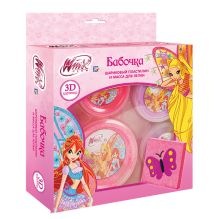 ШАРИКОВЫЙ ПЛАСТИЛИН И МАССА Д/ЛЕПКИ "MULTIART" "WINX" КАРТИНА БАБОЧКА В РУСС. КОР.14*14СМ в кор.48шт