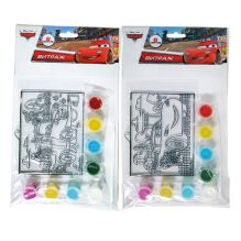 ВИТРАЖ "MULTIART" DISNEY ТАЧКИ С КРАСКАМИ И КИСТЬЮ, 2 В АССОРТ. В ПАК. в кор.4*48шт