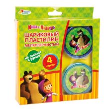 ШАРИКОВЫЙ ПЛАСТИЛИН "MULTIART" "МАША И МЕДВЕДЬ" МЕЛКОЗЕРНИСТЫЙ ЗАСТЫВАЩИЙ 4ШТ*40ГР в кор.4*18шт