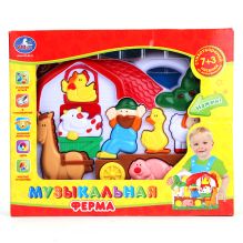 МУЗЫКАЛЬНАЯ ФЕРМА "УМКА" НА БАТ. СВЕТ+ЗВУК, 7 СТИХ.+3 ПЕСНИ В РУСС. КОР. в кор.24шт