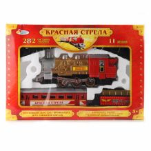 ЖЕЛЕЗНАЯ ДОРОГА "ИГРАЕМ ВМЕСТЕ" "КРАСНАЯ СТРЕЛА" НА БАТ. СВЕТ+ЗВУК, ДЫМ В КОР. 38*26*7СМ в кор.24шт