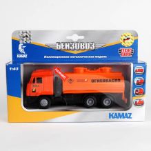 МАШИНА "ТЕХНОПАРК" МЕТАЛЛ. ИНЕРЦ. КАМАЗ БЕНЗОВОЗ, СВЕТ+ЗВУК, 1:43, ОТКРЫВ. ДВЕРИ В КОР. в кор.2*24шт