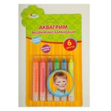 АКВАГРИМ КАРАНДАШИ "MULTIART" 6 ЦВЕТОВ (НЕОНОВЫЕ ЦВЕТА) НА КАРТ. в кор.4*24шт
