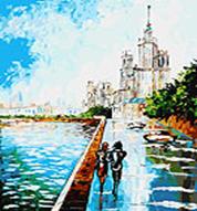 Живопись на холсте 40*50 см. Прогулка по Москве (090-AB)