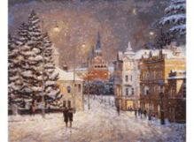 Живопись на холсте 40*50 см. Снег на Волхонке (076-AB)