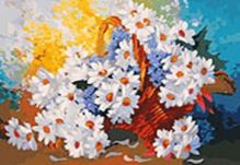 Живопись на холсте 40*50 см. Корзинка с ромашками (088-AB)