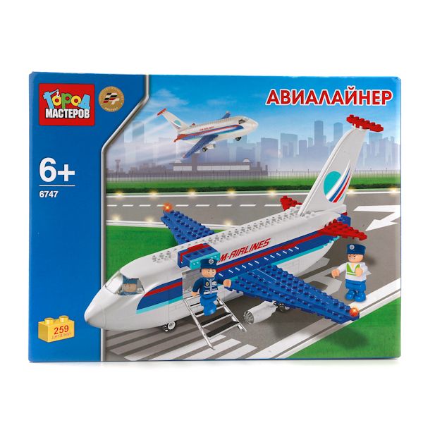 КОНСТРУКТОР "ГОРОД МАСТЕРОВ" АВИАЛАЙНЕР, 259 ДЕТ., в кор.8шт КОНСТРУКТОР "ГОРОД МАСТЕРОВ" АВИАЛАЙНЕР, 259 ДЕТ., в кор.8шт
