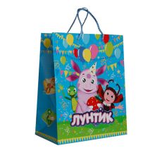 ПАКЕТ ПОДАРОЧНЫЙ "ВЕСЕЛЫЙ ПРАЗДНИК" ЛУНТИК 33Х46Х20СМ, ГЛЯНЦЕВЫЙ В ПАК. УП-24ШТ в кор.3уп
