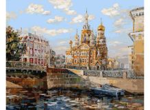 Живопись на холсте 40*50 см. Вид со стороны Мойки на Спас-на-крови (054-AB)