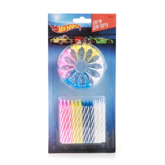 НАБОР ИЗ 24-Х СВЕЧЕЙ ДЛЯ ТОРТА "ВЕСЕЛЫЙ ПРАЗДНИК" HOT WHEELS + 12 ПОДСТАВОК в кор.6*24наб НАБОР ИЗ 24-Х СВЕЧЕЙ ДЛЯ ТОРТА "ВЕСЕЛЫЙ ПРАЗДНИК" HOT WHEELS + 12 ПОДСТАВОК в кор.6*24наб