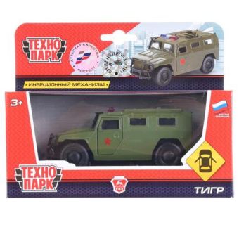 Машина "Технопарк" Металл. Инерц. Газ Тигр Военная, Открыв. Двери 6408C В Кор. 12См В Кор.3*36Шт Машина "Технопарк" Металл. Инерц. Газ Тигр Военная, Открыв. Двери 6408C В Кор. 12См В Кор.3*36Шт