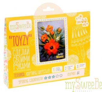 Набор TOYZY "Маки" - картина из шерсти Набор TOYZY "Маки" - картина из шерсти