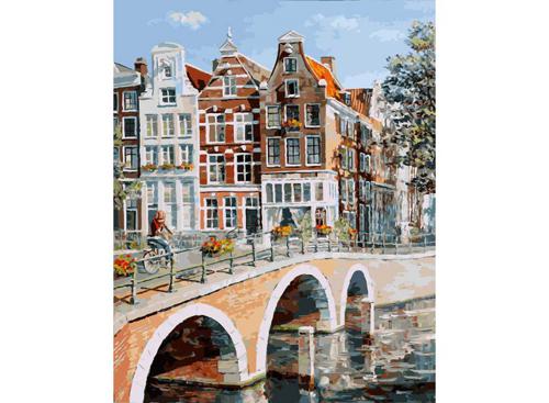 Живопись на холсте 40*50 см. Императорский канал в Амстердаме (117-AB)