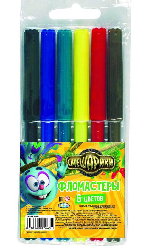 Фломастеры "СМЕШАРИКИ - КРОШ", 6 цветов, в ПВХ упаковке Фломастеры "СМЕШАРИКИ - КРОШ", 6 цветов, в ПВХ упаковке