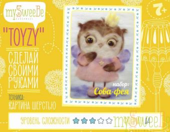 Набор TOYZY "Сова-фея" - картина из шерсти, формат А4 Набор TOYZY "Сова-фея" - картина из шерсти, формат А4