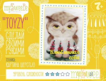 Набор TOYZY "Влюбленная сова" - картина из шерсти, формат А4 Набор TOYZY "Влюбленная сова" - картина из шерсти, формат А4