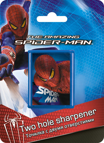

Точилка с двумя отверстиями, 1шт. Упаковка - блистер, европодвес Spider-man