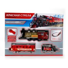 ЖЕЛЕЗНАЯ ДОРОГА "ИГРАЕМ ВМЕСТЕ" "КРАСНАЯ СТРЕЛА" Р/У СВЕТ+ЗВУК В РУСС. КОР. 44*7*32СМ в кор.2*9шт