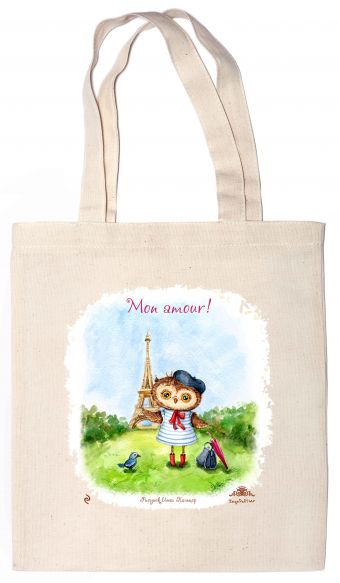 Сумка. Сова. Mon amour! (35х39см, ручки 53см) Сумка. Сова. Mon amour! (35х39см, ручки 53см)