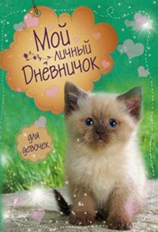 Котик на зеленой обложке Дневничок