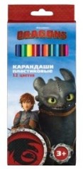 Карандаши цветные "Драконы", пластиковые, 12 цветов, длина 177 мм, в картонной упаковке,шестигранные Карандаши цветные "Драконы", пластиковые, 12 цветов, длина 177 мм, в картонной упаковке,шестигранные