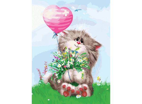 

Живопись на картоне 30*40 Кот с букетом (3002-CS)