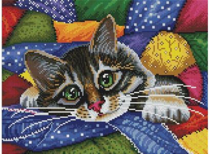 Мозаика на подрамнике Котик в лоскутках (246-ST-S) - фото 1