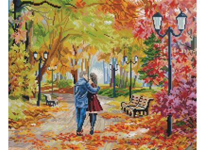 Мозаика на подрамнике Осенний парк, скамейка, двое (252-ST-S) - фото 1