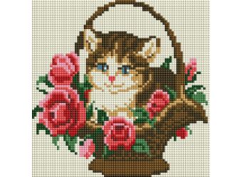 Мозаика на подрамнике. Котёнок в корзинке (324-ST-S) Мозаика на подрамнике. Котёнок в корзинке (324-ST-S)