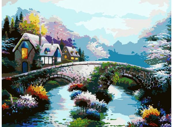 

Живопись на холсте 30*40 см. Старинный мост (169-AS )