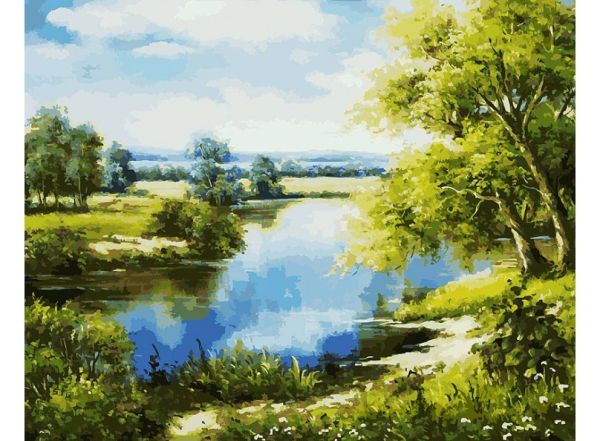 

Живопись на холсте 40*50 см. Лесное озеро (167-AB )