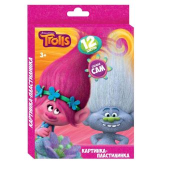 Пластилин 12 цветов "Тролли", картинка "Тролли", 240 гр, стек пластиковый, картонная упаковка с европодвесом Пластилин 12 цветов "Тролли", картинка "Тролли", 240 гр, стек пластиковый, картонная упаковка с европодвесом