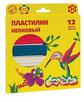 Пластилин Каляка-Маляка неоновый 12 цв. 180 г со стеком 3+ Пластилин Каляка-Маляка неоновый 12 цв. 180 г со стеком 3+