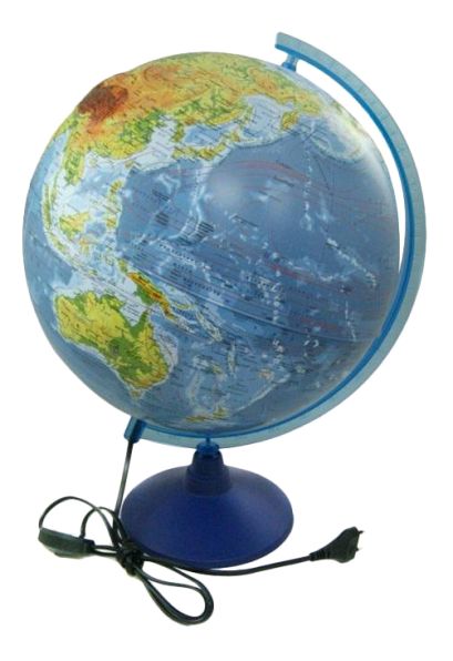 Глобус Земли физико-политический с подсветкой рельефный. Диаметр 320мм - фото 1