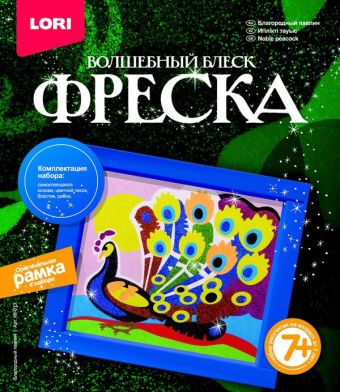 Фреска. Картина из песка с глиттером "Благородный павлин" Фреска. Картина из песка с глиттером "Благородный павлин"