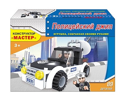 Конструктор. ПОЛИЦЕЙСКИЙ ДЖИП (Арт. К-1856) коробка 18,5*13*4,5 см (89 деталей) Конструктор. ПОЛИЦЕЙСКИЙ ДЖИП (Арт. К-1856) коробка 18,5*13*4,5 см (89 деталей)