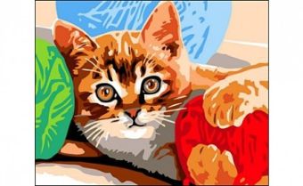 Холст с красками 40х50 см по номерам. КОТЁНОК С КЛУБКОМ (Арт. Q1088) Холст с красками 40х50 см по номерам. КОТЁНОК С КЛУБКОМ (Арт. Q1088)