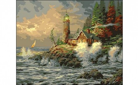 Холст с красками 40х50 см по номерам. МАЯК И БУШУЮЩЕЕ МОРЕ (Арт. B278) Холст с красками 40х50 см по номерам. МАЯК И БУШУЮЩЕЕ МОРЕ (Арт. B278)