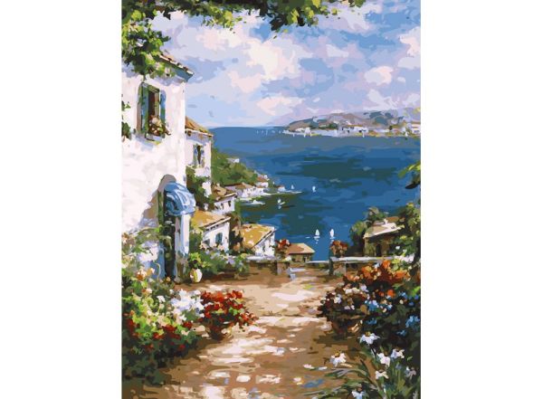 Живопись на холсте 30*40 см. Улочка к морю (300-AS) Живопись на холсте 30*40 см. Улочка к морю (300-AS)