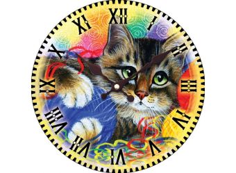 Часы. Часы настенные "Котик с клубочками", диаметр 34 см (014-CL ) Часы. Часы настенные "Котик с клубочками", диаметр 34 см (014-CL )