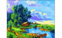 Холст с красками 40х50 см по номерам. ОБЛАКА НАД ОЗЕРОМ (Арт. Q1227) Холст с красками 40х50 см по номерам. ОБЛАКА НАД ОЗЕРОМ (Арт. Q1227)