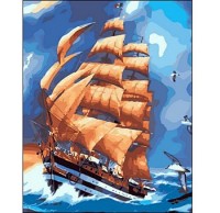 Холст с красками 40х50 см по номерам. ПАРУСНИК И ЧАЙКИ (Арт. Q1256) Холст с красками 40х50 см по номерам. ПАРУСНИК И ЧАЙКИ (Арт. Q1256)