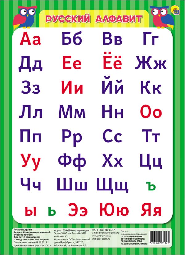 

ШПАРГАЛКИ ДЛЯ МАЛЫШЕЙ. РУССКИЙ АЛФАВИТ(зелёный)