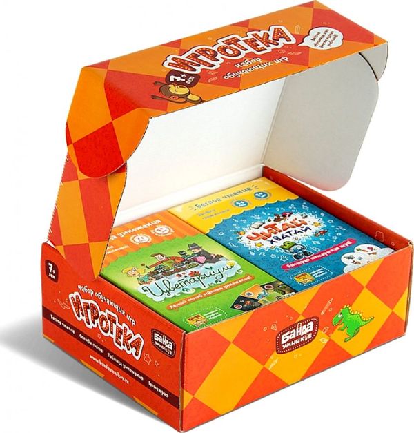 

Игротека 7+ (настольные игры "Цветариум", "Читай-хватай", "Турбосчет" и "Геометрика" в одной коробке ТМ "Банда Умников")