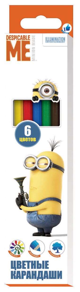 Цв. карандаши 6 цветов Despicable Me Цв. карандаши 6 цветов Despicable Me