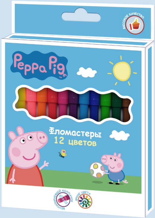 Фломастеры 12 цветов "Peppa Pig" Фломастеры 12 цветов "Peppa Pig"