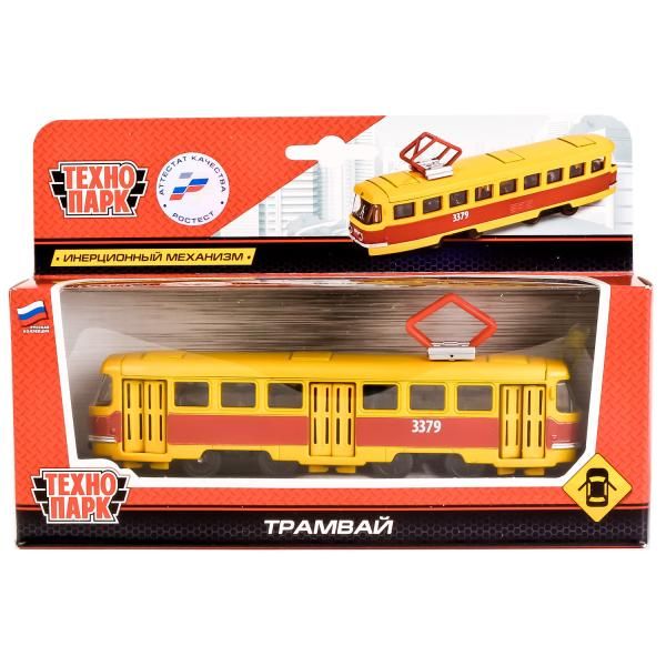 

ТРАМВАЙ "ТЕХНОПАРК" МЕТАЛЛ. ИНЕРЦ. 16,5СМ, ОТКРЫВ. ДВЕРИ В РУСС. КОР. в кор.2*24шт