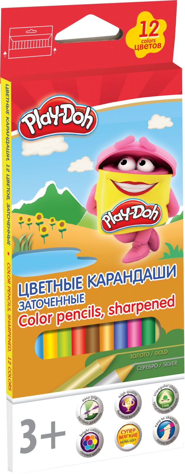 

PDEB-US2-3QP-12 Цв. Карандаши, 12 шт 12 цв.Размер: 21,2 х 8,7 х 0,9 см. Play Doh