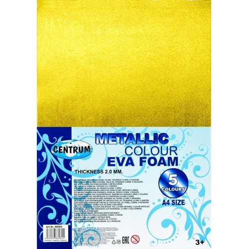 Набор декоративной бумаги Eva Foam Metallic самоклеющаяся, с голографическим эффектом для детского творчества, формат А4, 5 цветов, толщина 2 мм 88084 Набор декоративной бумаги Eva Foam Metallic самоклеющаяся, с голографическим эффектом для детского творчества, формат А4, 5 цветов, толщина 2 мм 88084