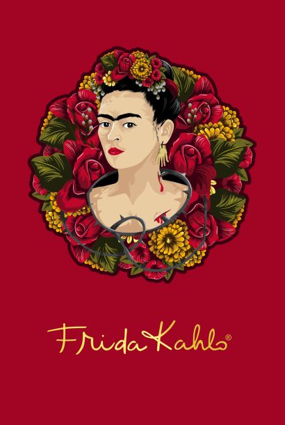 Тетрадь. Фрида Кало (А5, мягкая обложка, золотое тиснение, красная) - фото 1
